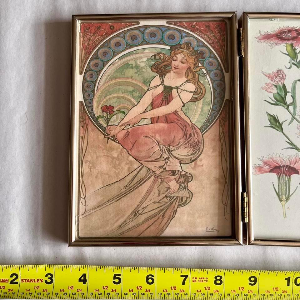 Vintage Wood Brass Picture 180c 4