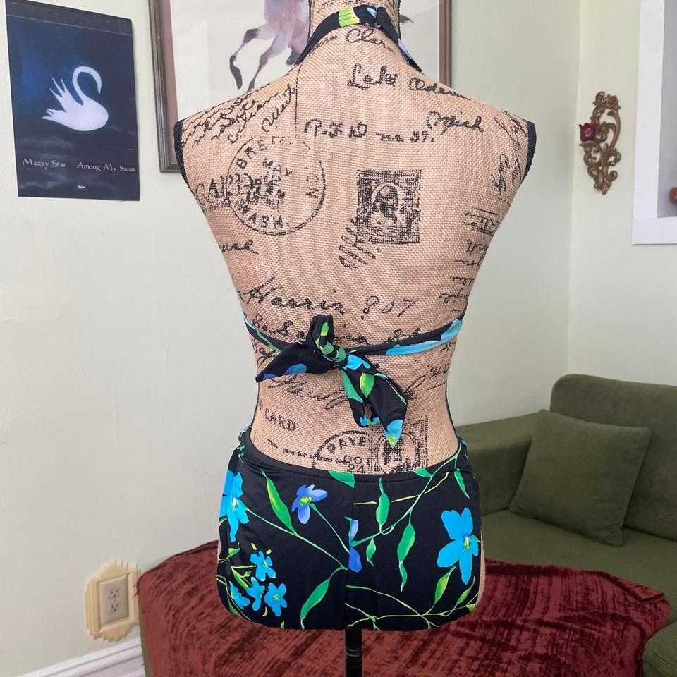 Vintage Black With Floral Swimsuit F971 2