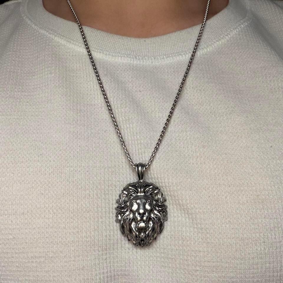 Silver Lion Mane Pendant Necklace 1e68 4