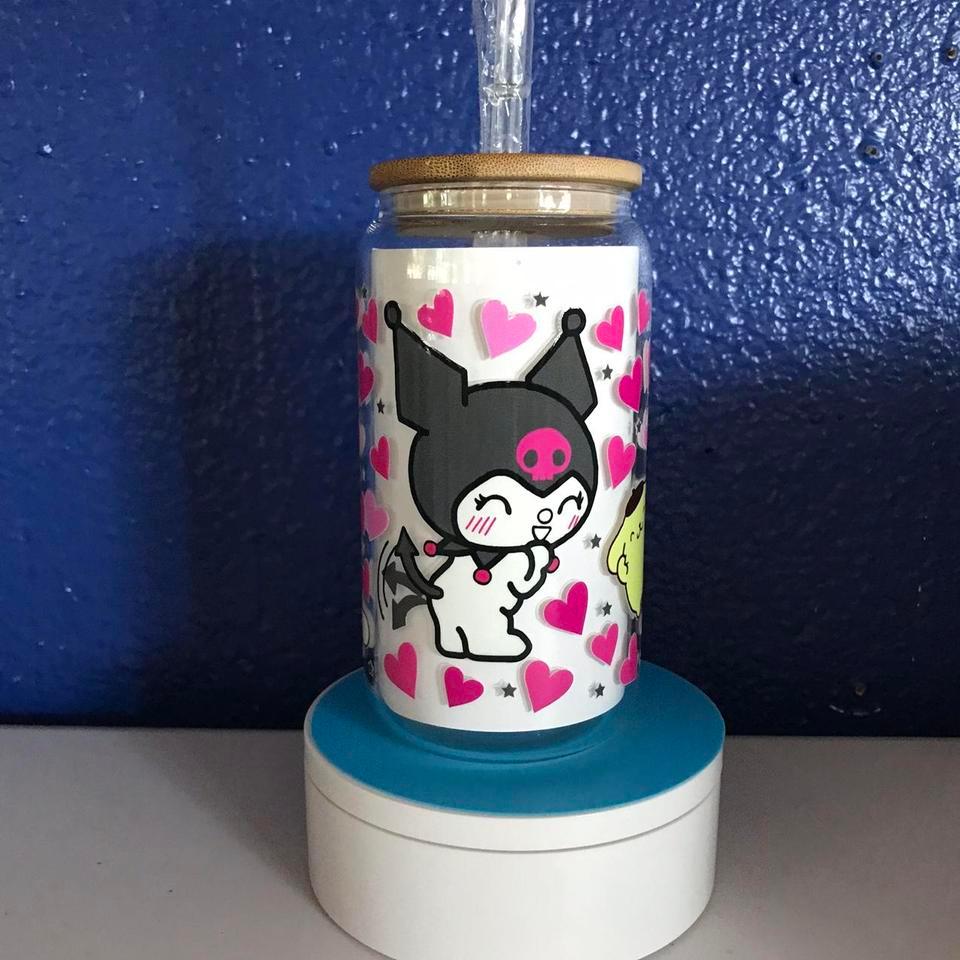 16oz Glass Cuphello Kitty Uv 3