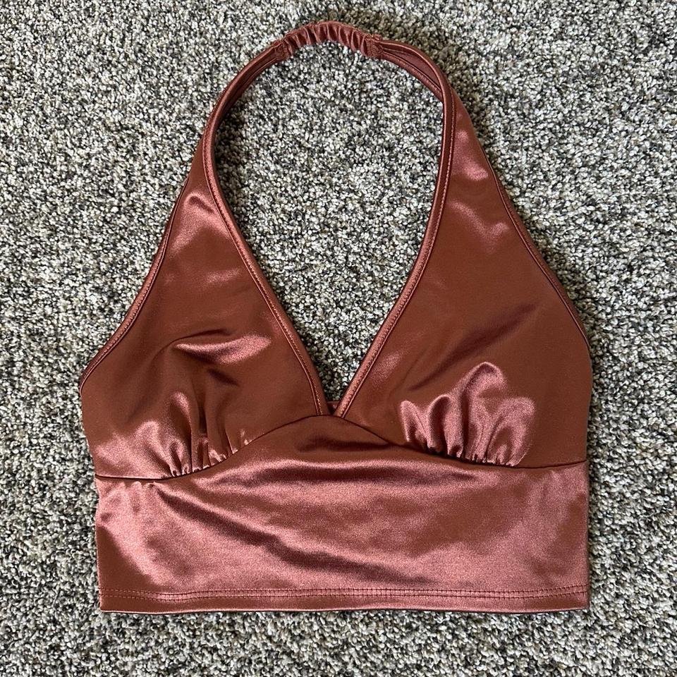 Pinkish Copper Shiny Satin Halter