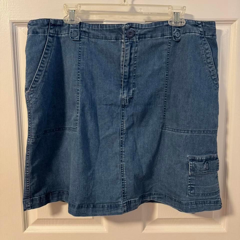 Denim Skort With Front Cargo
