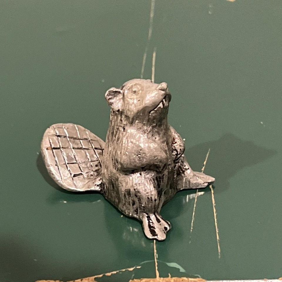 Rare Vintage Pewter Miniature Beaver Bd5f