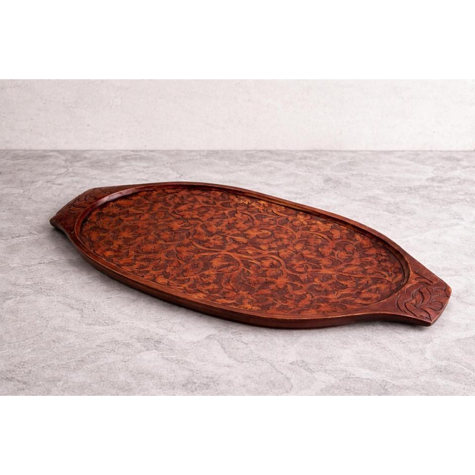 Vintage Hand Carved Floral Wood 689c