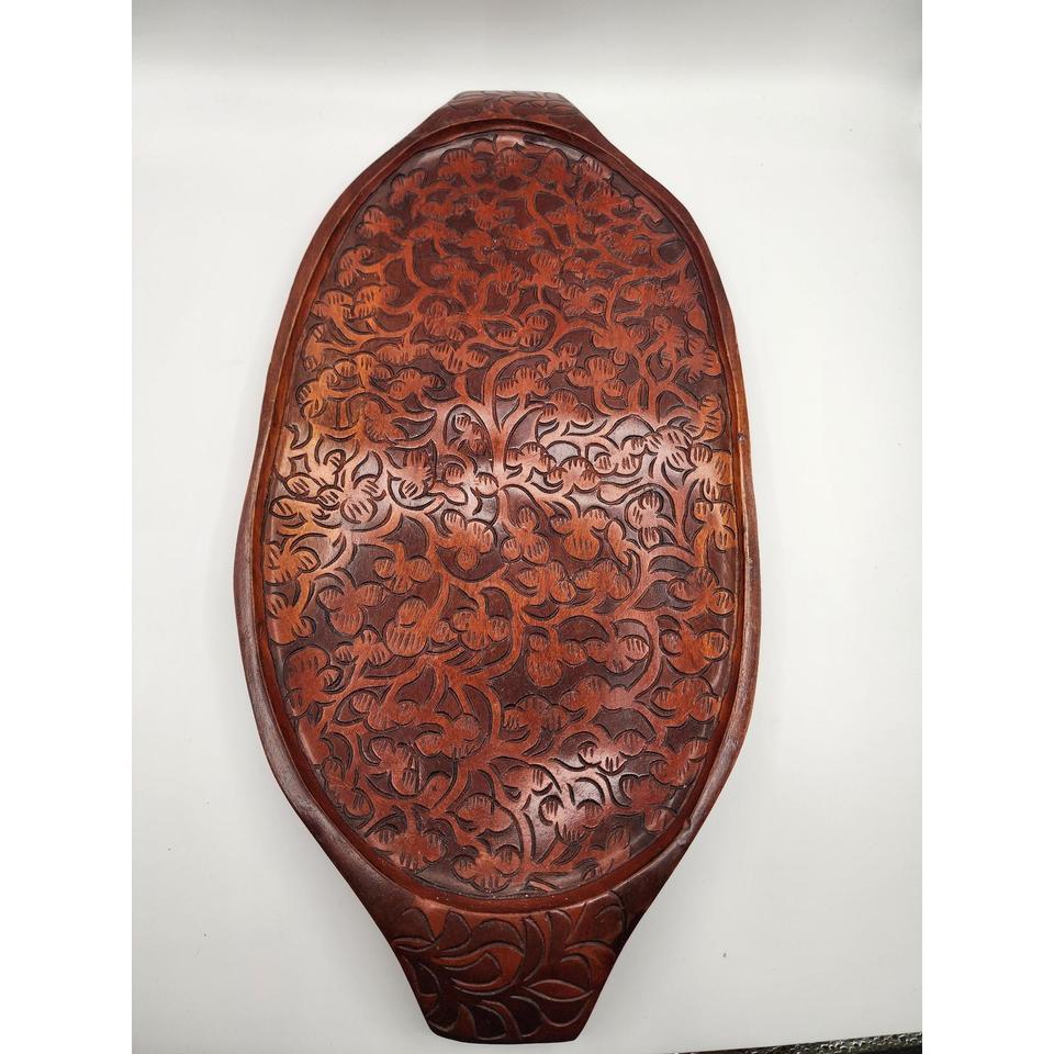 Vintage Hand Carved Floral Wood 689c 2