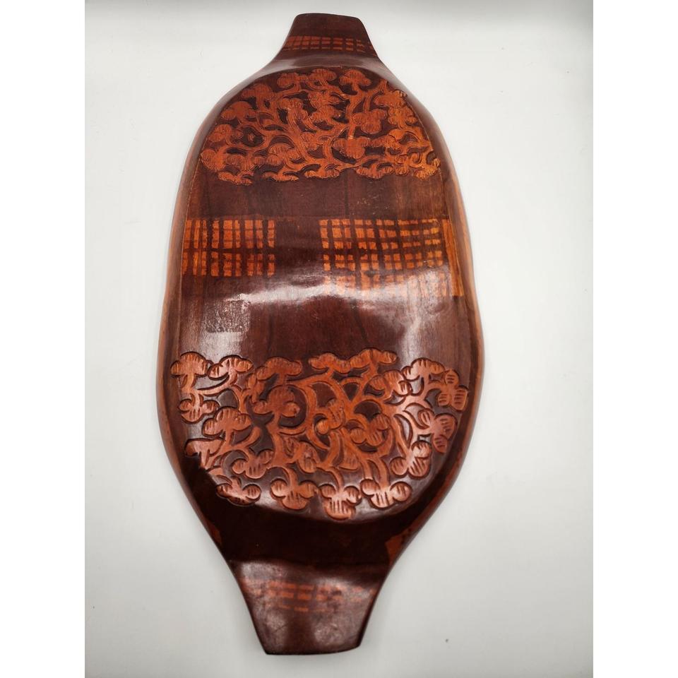 Vintage Hand Carved Floral Wood 689c 3