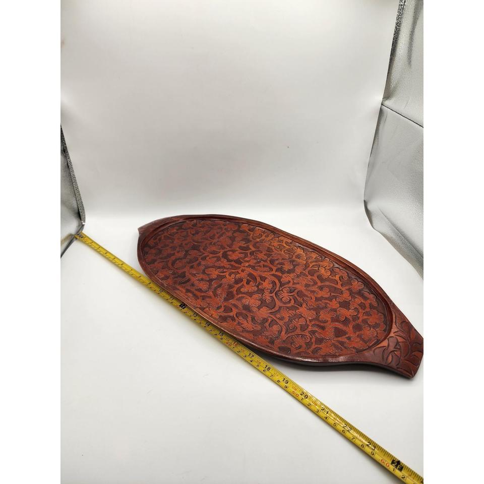 Vintage Hand Carved Floral Wood 689c 4