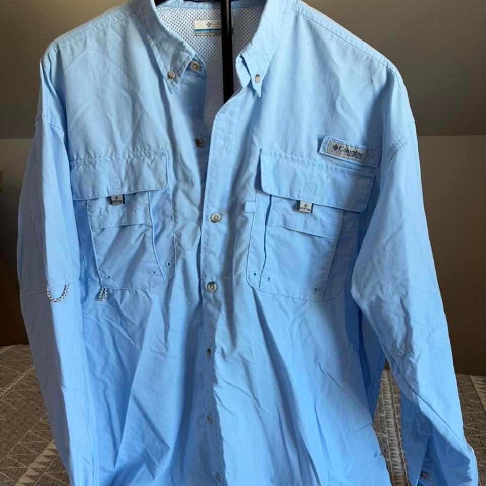 Columbia Blue Bahama Fishing Shirt Deeb