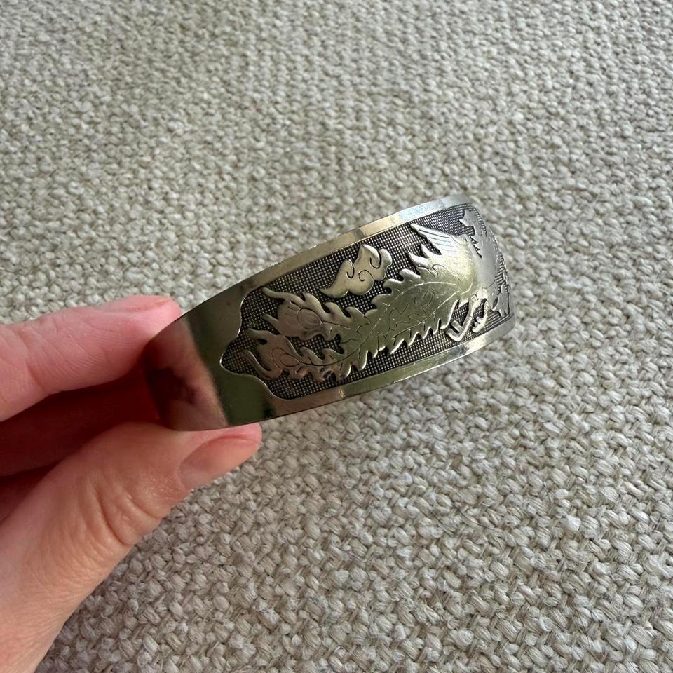 Phoenix Dragon Silver Tone Cuff 69fc 5