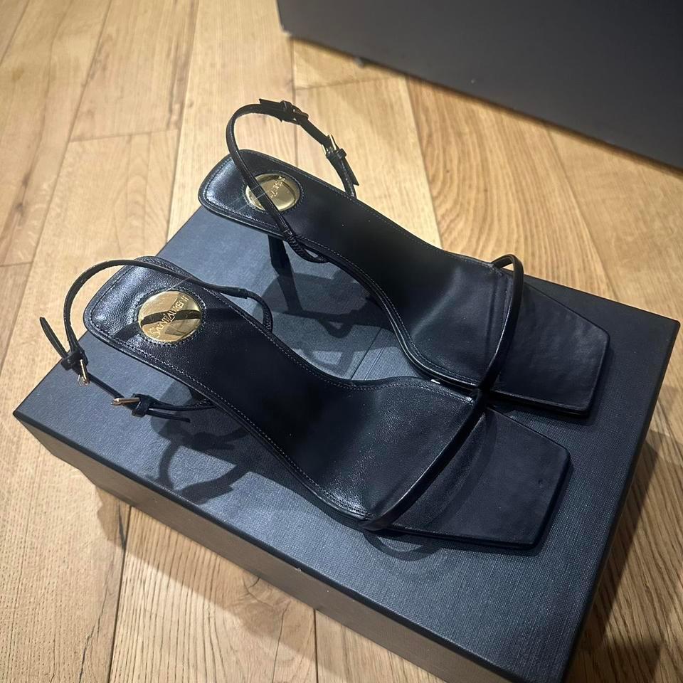 Saint Laurent Black Leather Sandals 7cb4