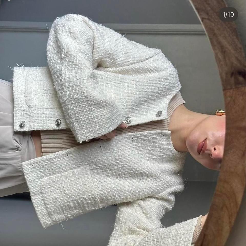 Cream Boucle Tweed Jacket With 1340