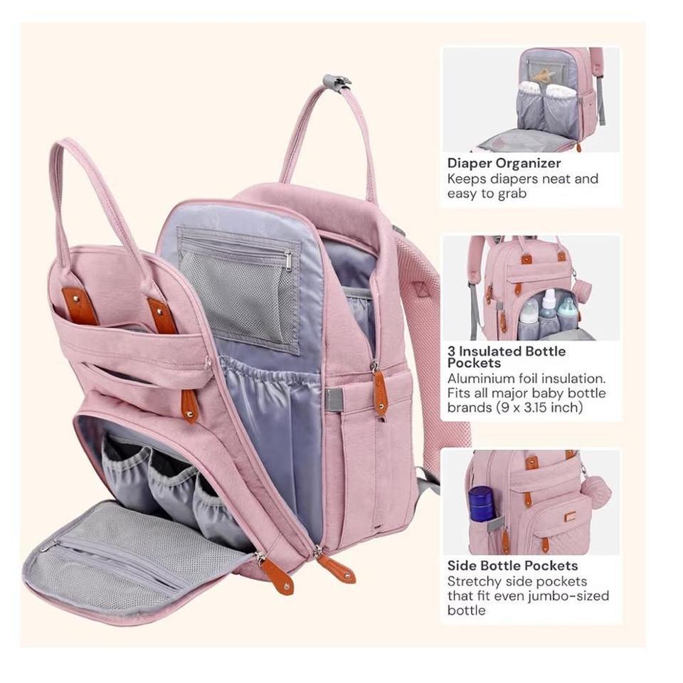 Pink Diaper Bag Backpack With E999 3
