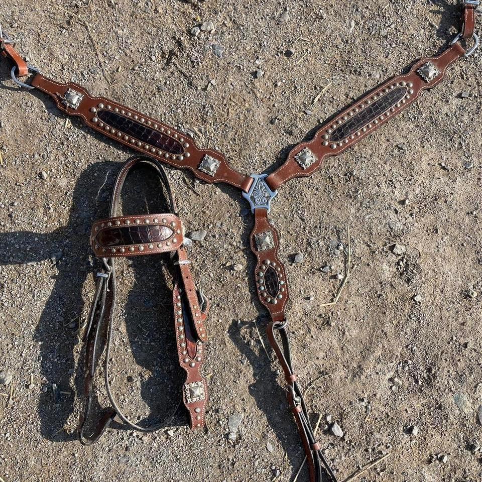 Brown Leather Tack Set With Fabc