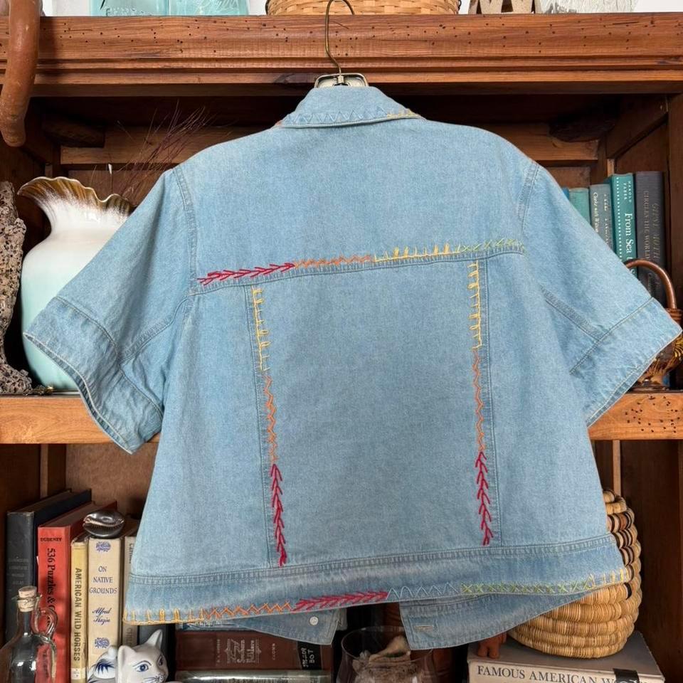 90s Denim Jacket With Colorful Ad06 4