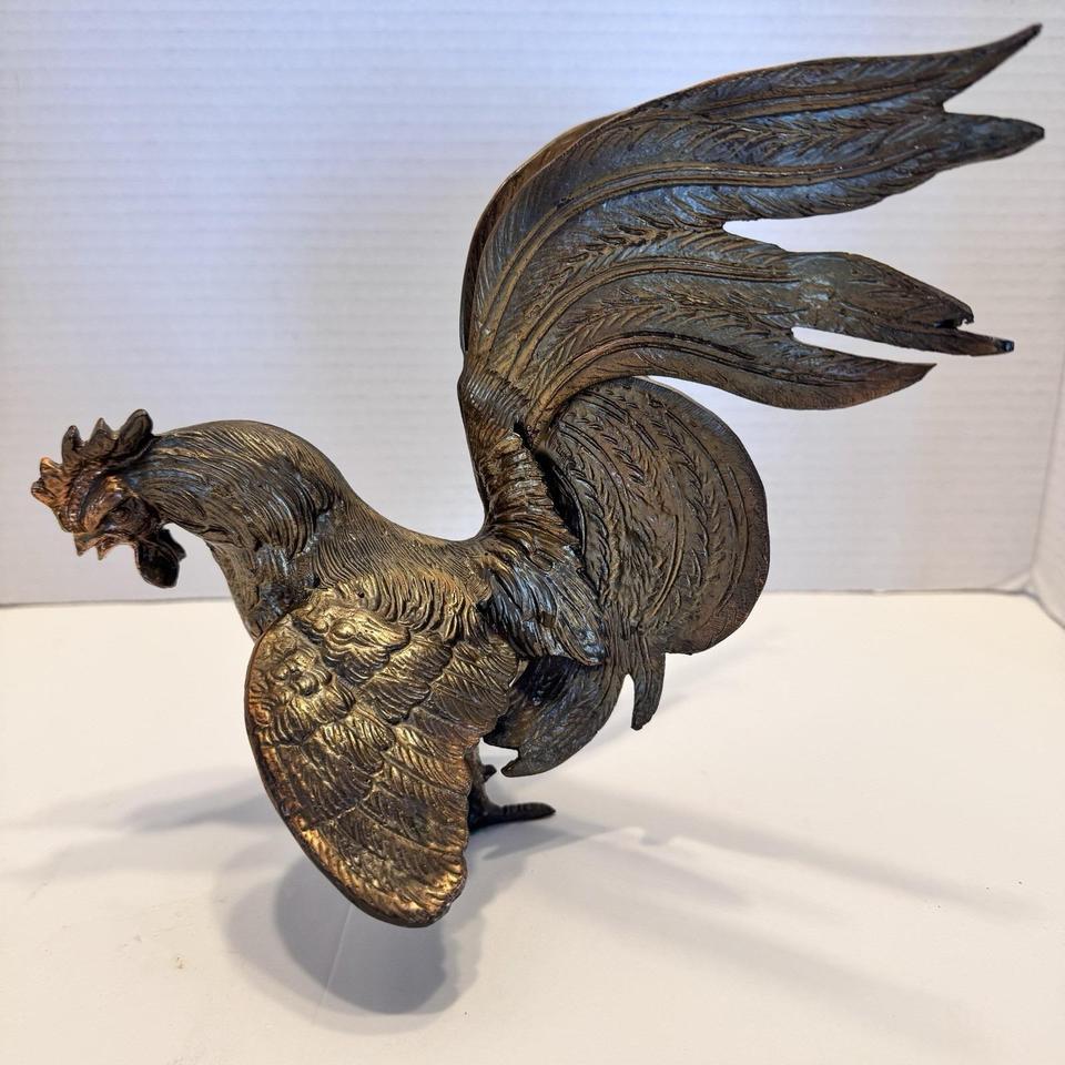 Metal Large Fighting Rooster Sculpture