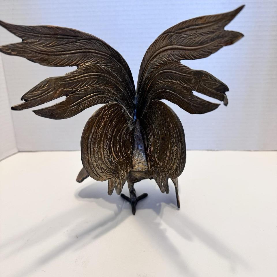 Metal Large Fighting Rooster Sculpture 3
