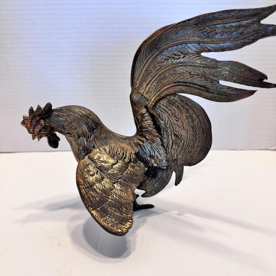 Metal Large Fighting Rooster Sculpture 7