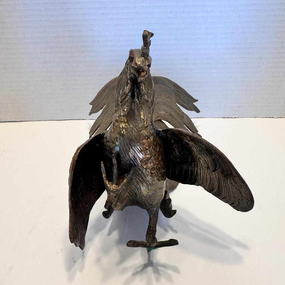 Metal Large Fighting Rooster Sculpture 4