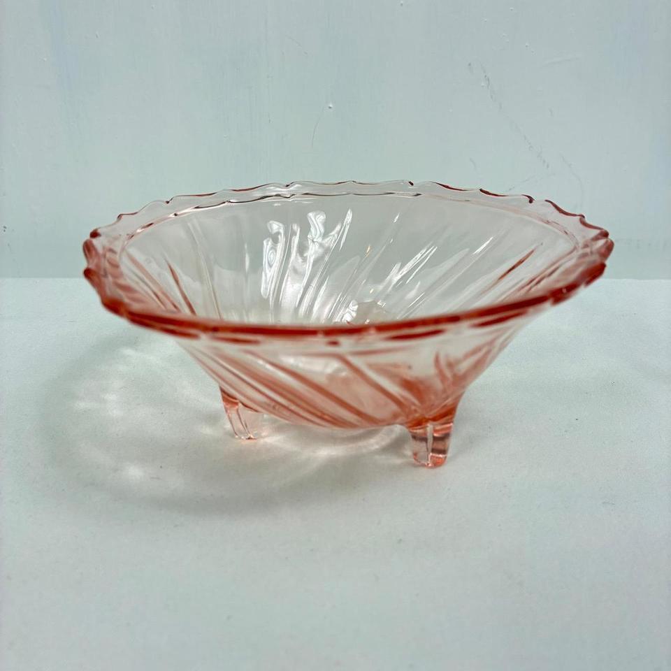 Vintage Pink Depression Glass Footed 5864 2