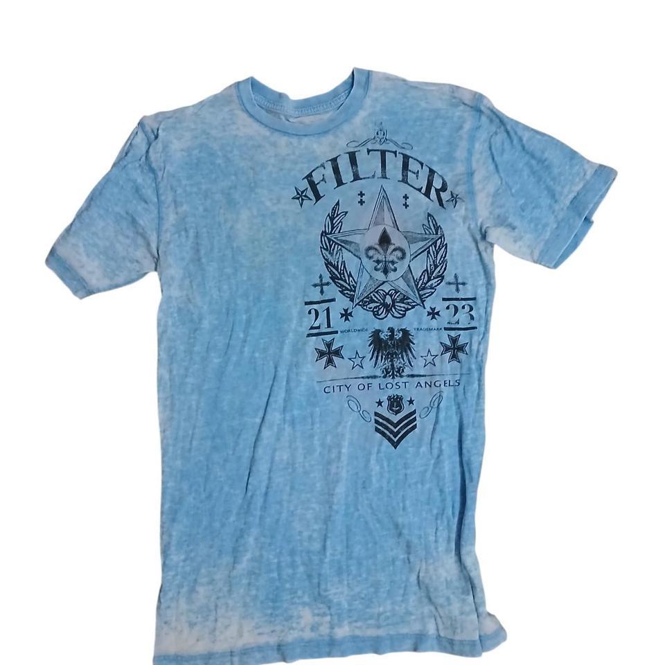 Filter Band Blue Cotton T Shirt B19f