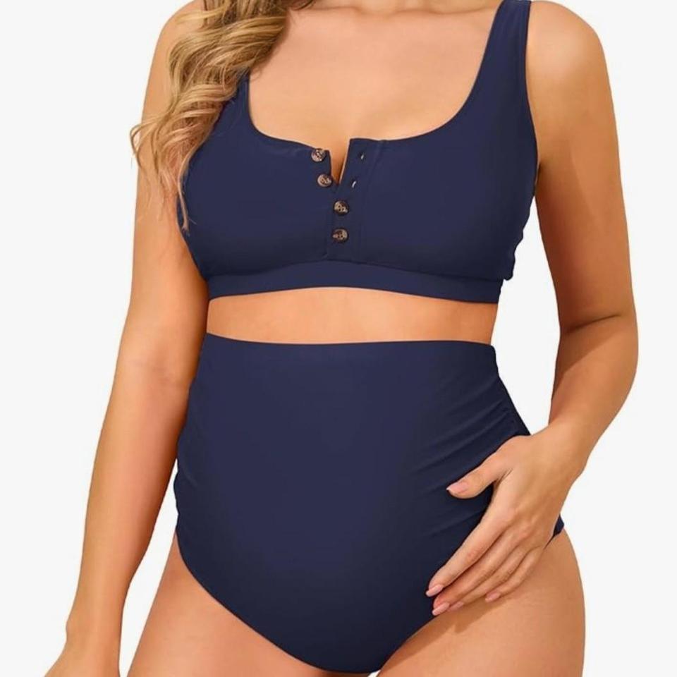 Maternity Navy Blue High Waisted Bikini 1783