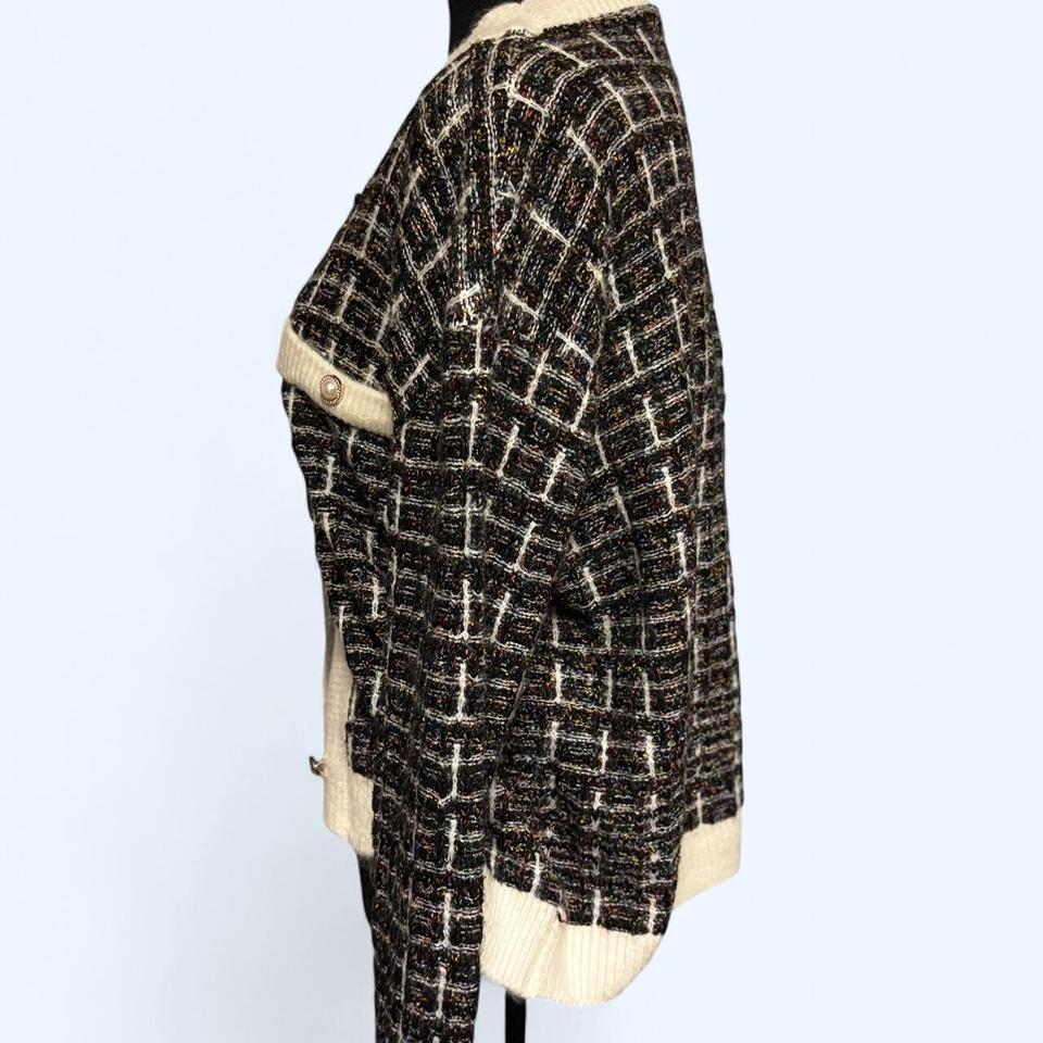 Black And White Tweed Cardigan 7876 2