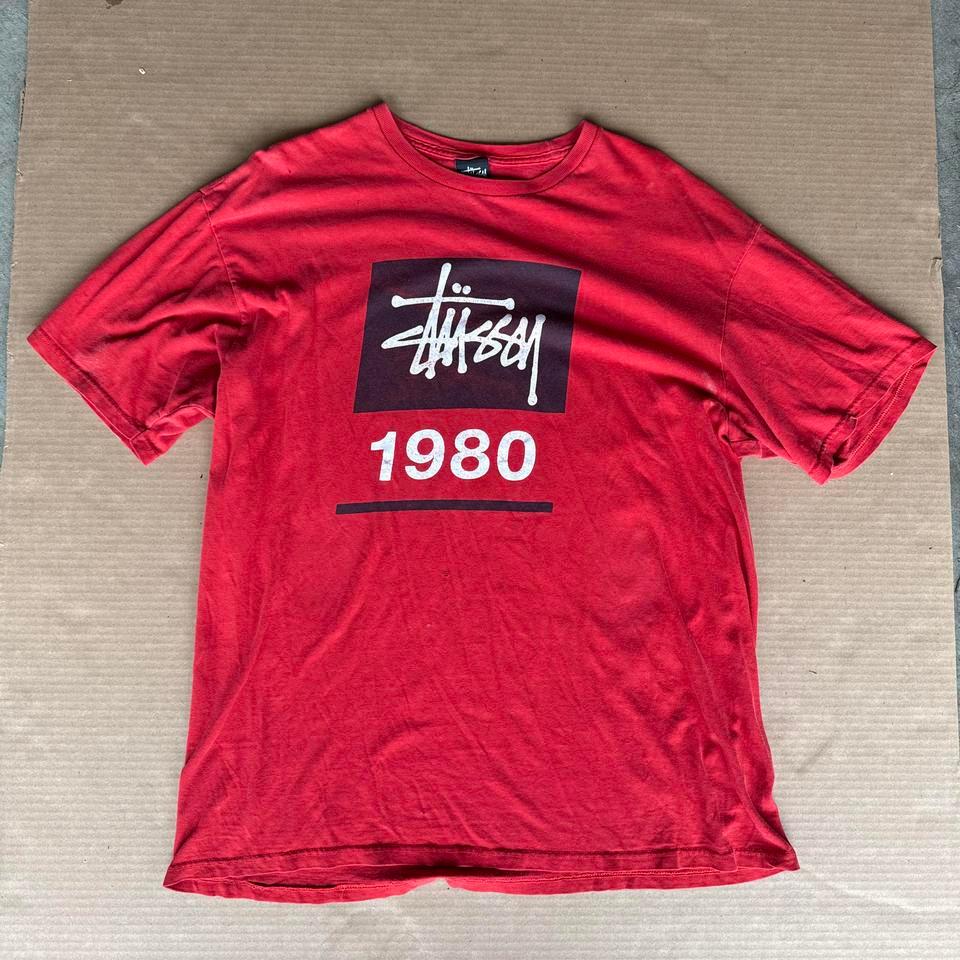 Stussy Red 1980 Tee Skateboarding 813b