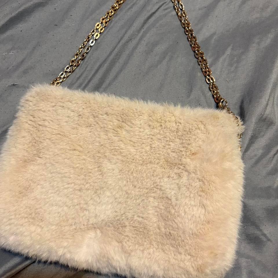 Cream Faux Fur Shoulder Bag