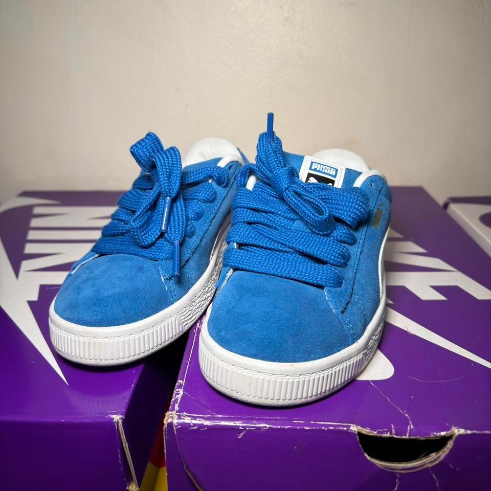 Puma Blue Suede Trainers Sneakers 85cb