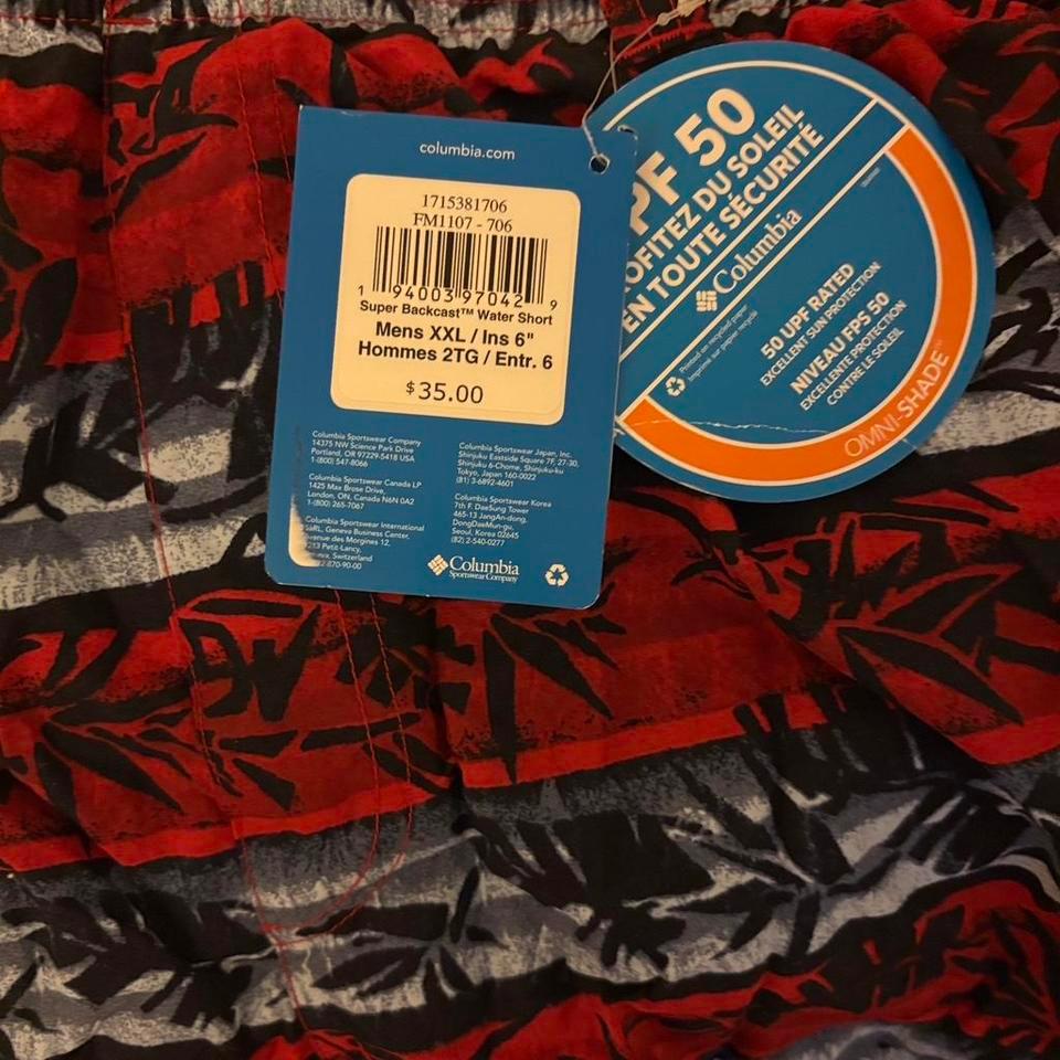 Columbia Swim Trunks Nwt Red Blue 3