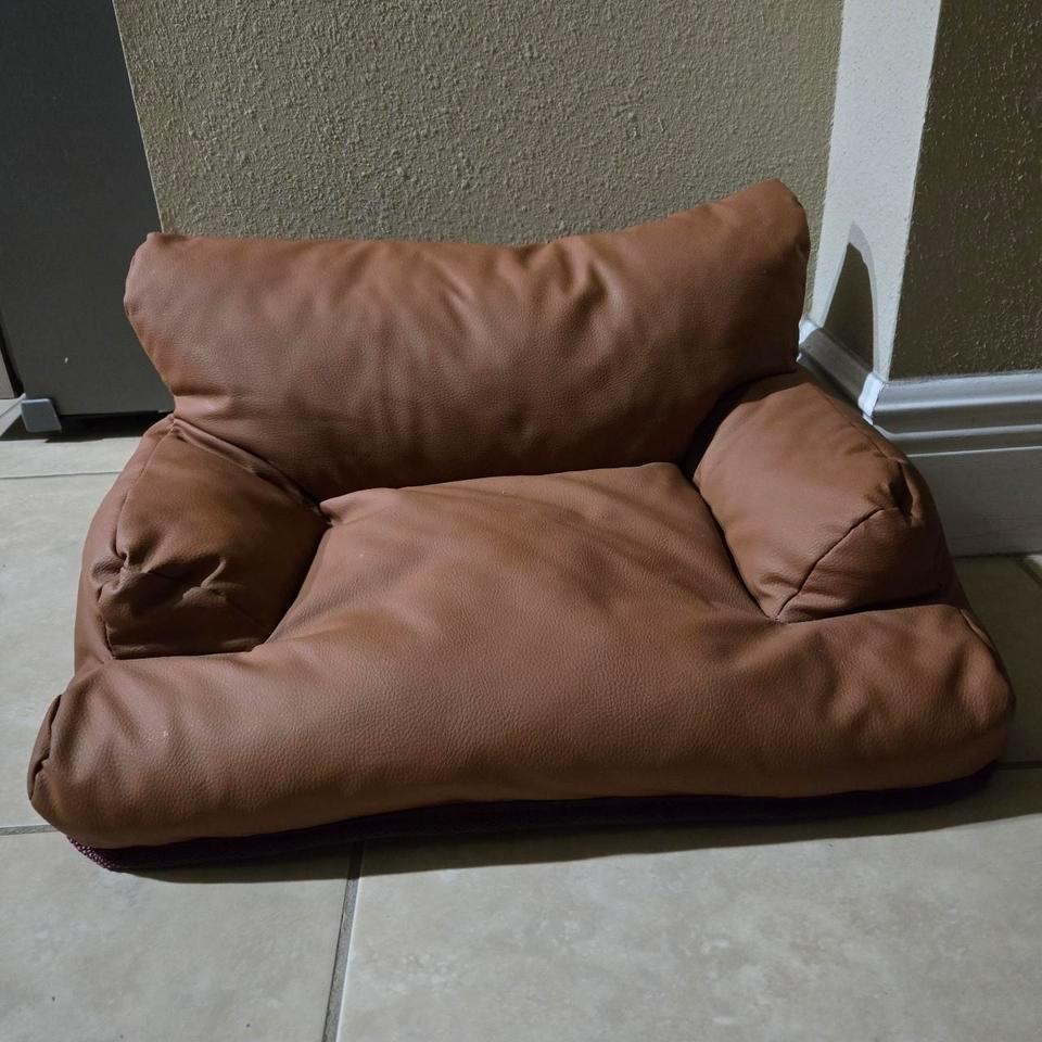 Brown Faux Leather Dog Bed 1415