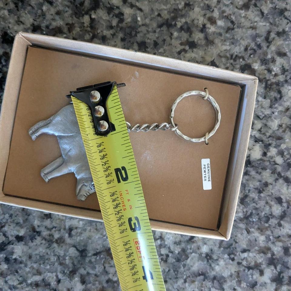 Pewter Pig Keychain Pig Farm 2690 3