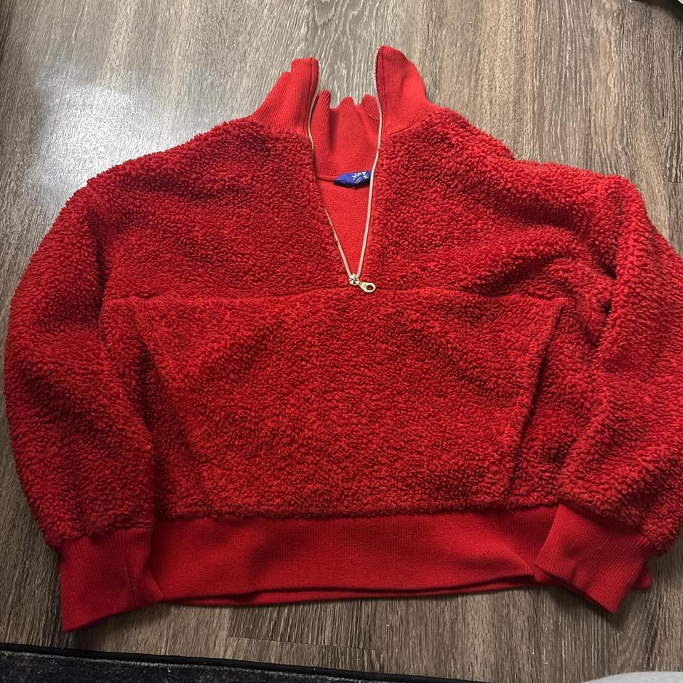Bright Red Half Zip Up Pullover