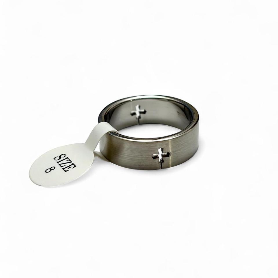 Silver Stainless Steel Cross Ring 7e50