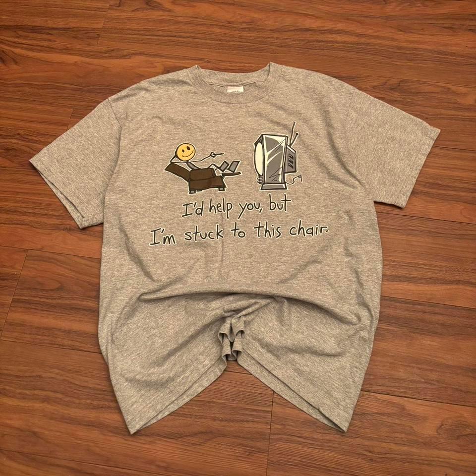 Grey Graphic Tee With Funny