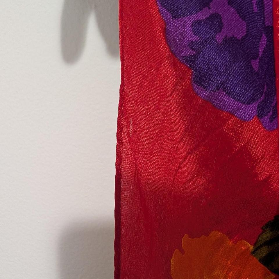 Red Floral Scarf With Purple D68a 7