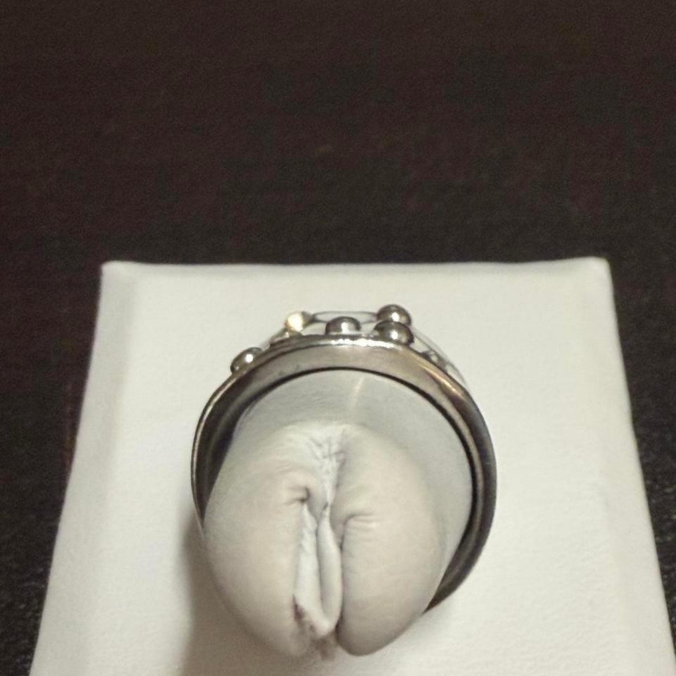 Silver Ring With White Enamel 4
