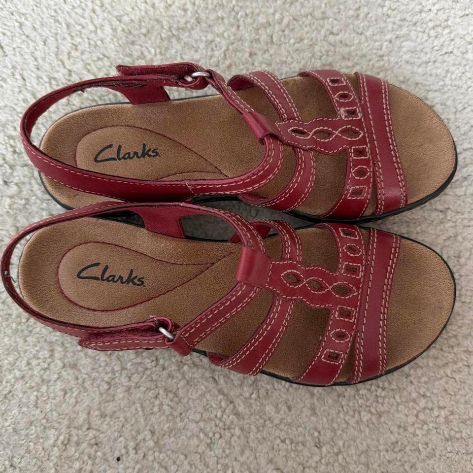 Clarks Red Leather Sandals With 45b7 2