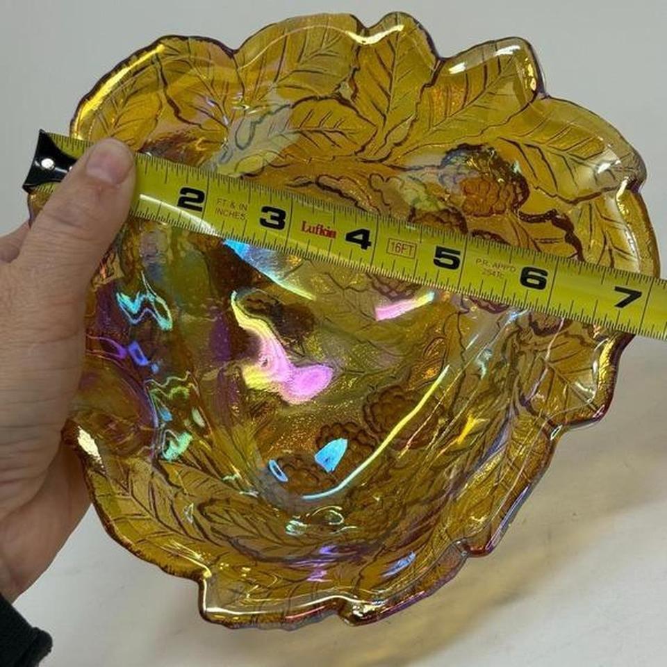 Vintage Amber Carnival Glass Triangle E5b7 7