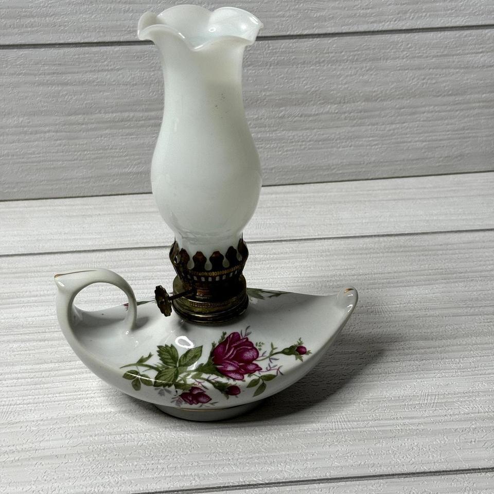 Vintage Ceramic Oil Lamp Rose 6088 3