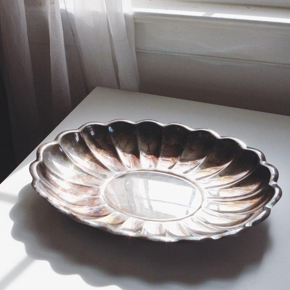 Vintage Silver Plated Scalloped Shell Oval 4c0f 5