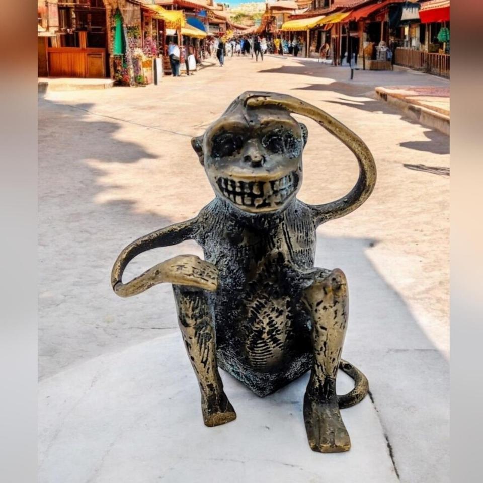 Vintage Unique Bronze Creepy Monkey