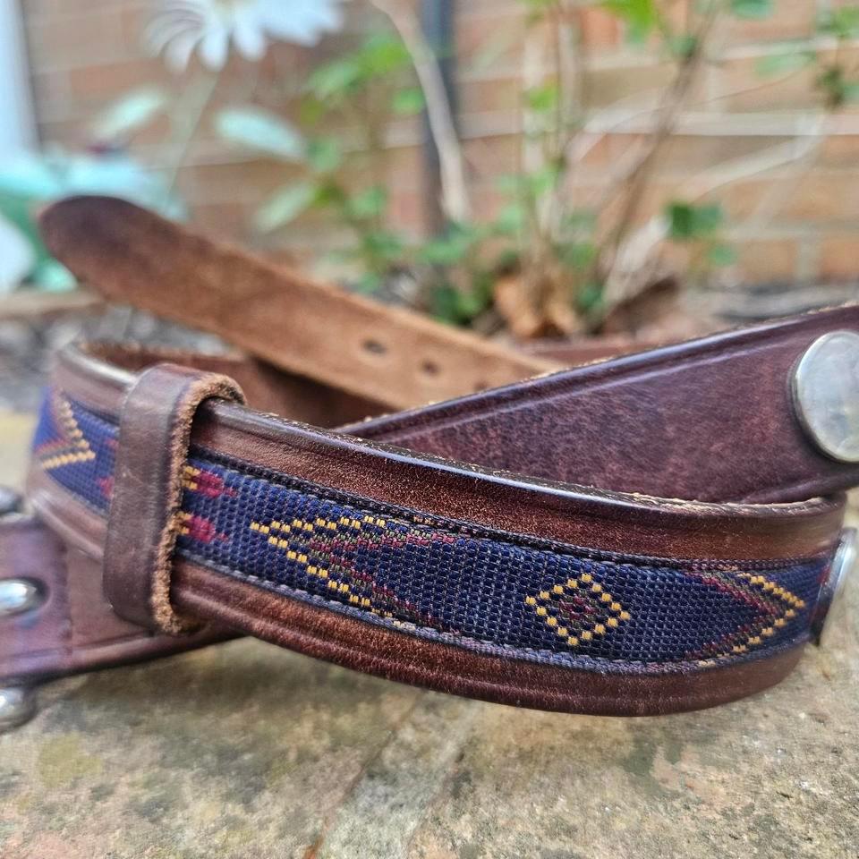 Vtg Old West Aztec Needlepoint Ada5 3