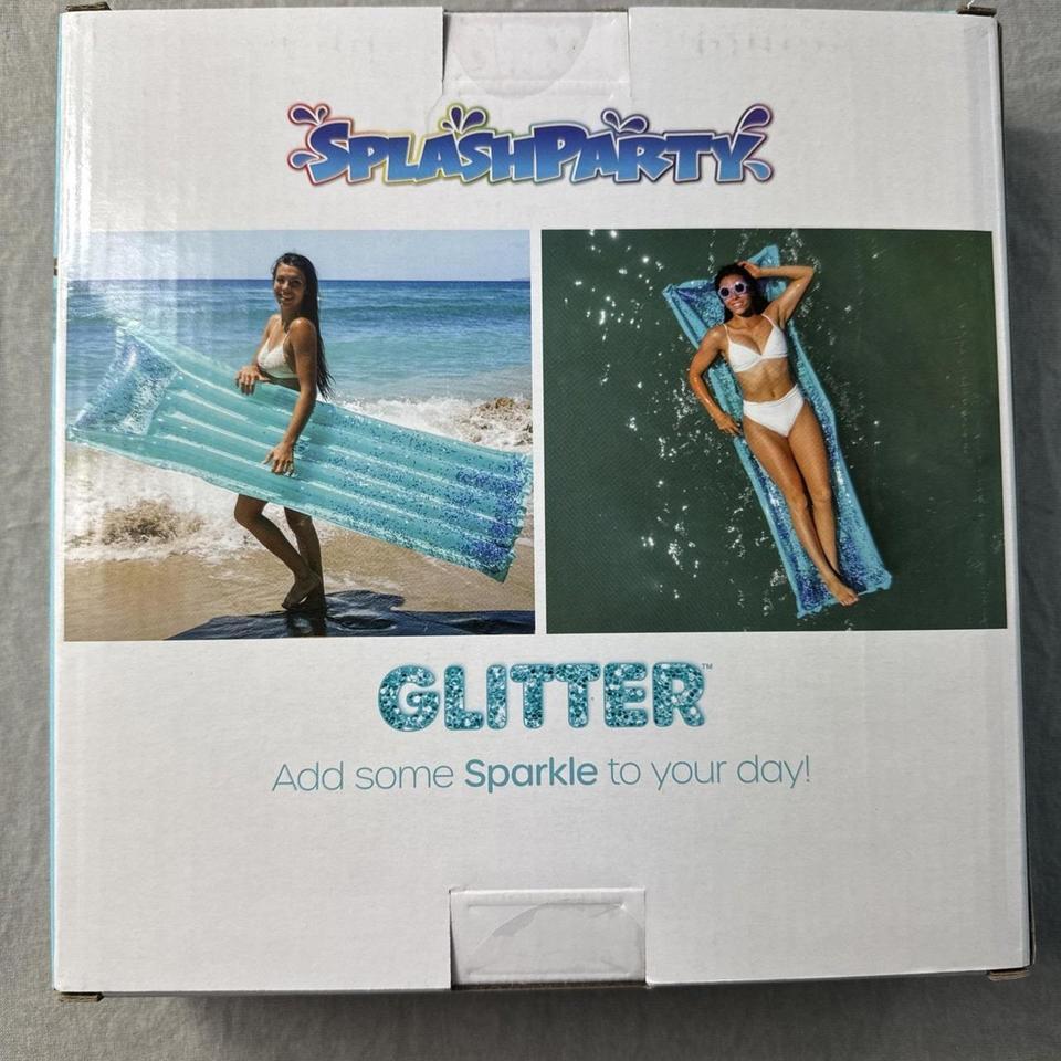 Splash Party Aqua Glitter Pillow 9f6a 3