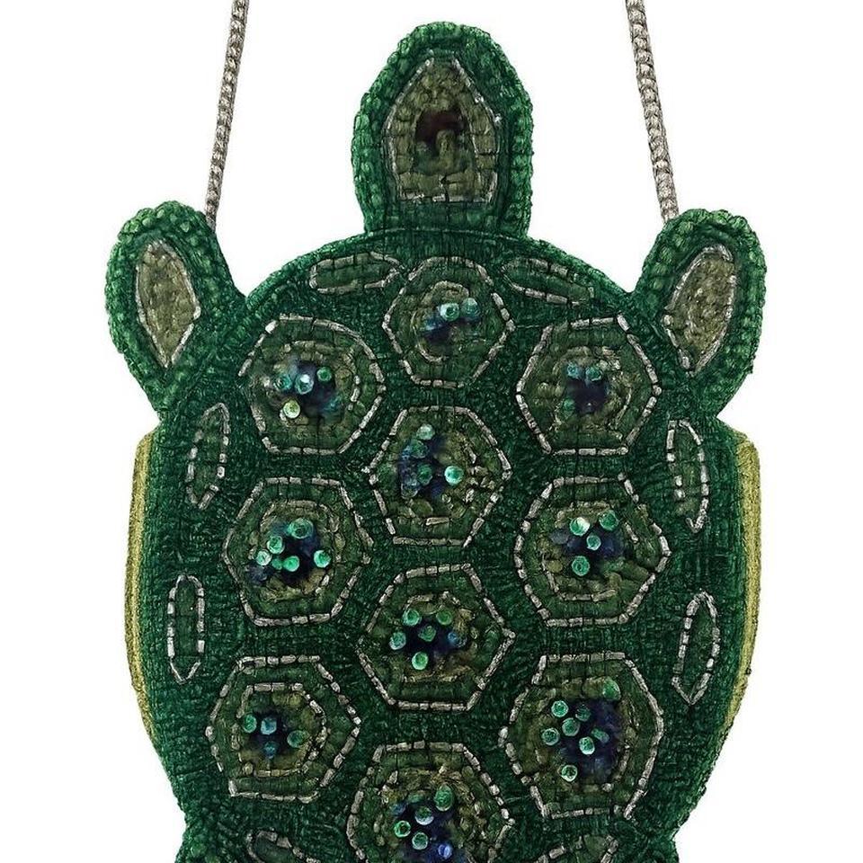 Green Turtle Shape Beaded Purse 3483