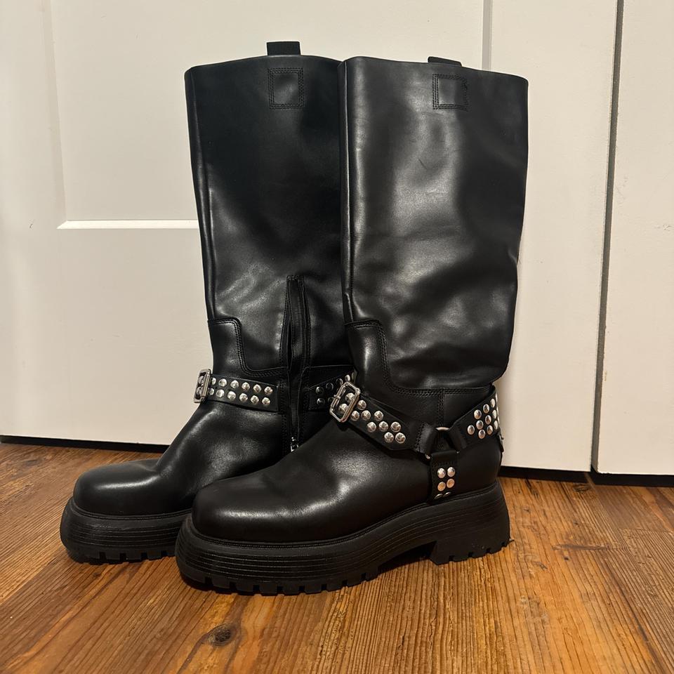 Black Leather Knee High Boots With 5278 3