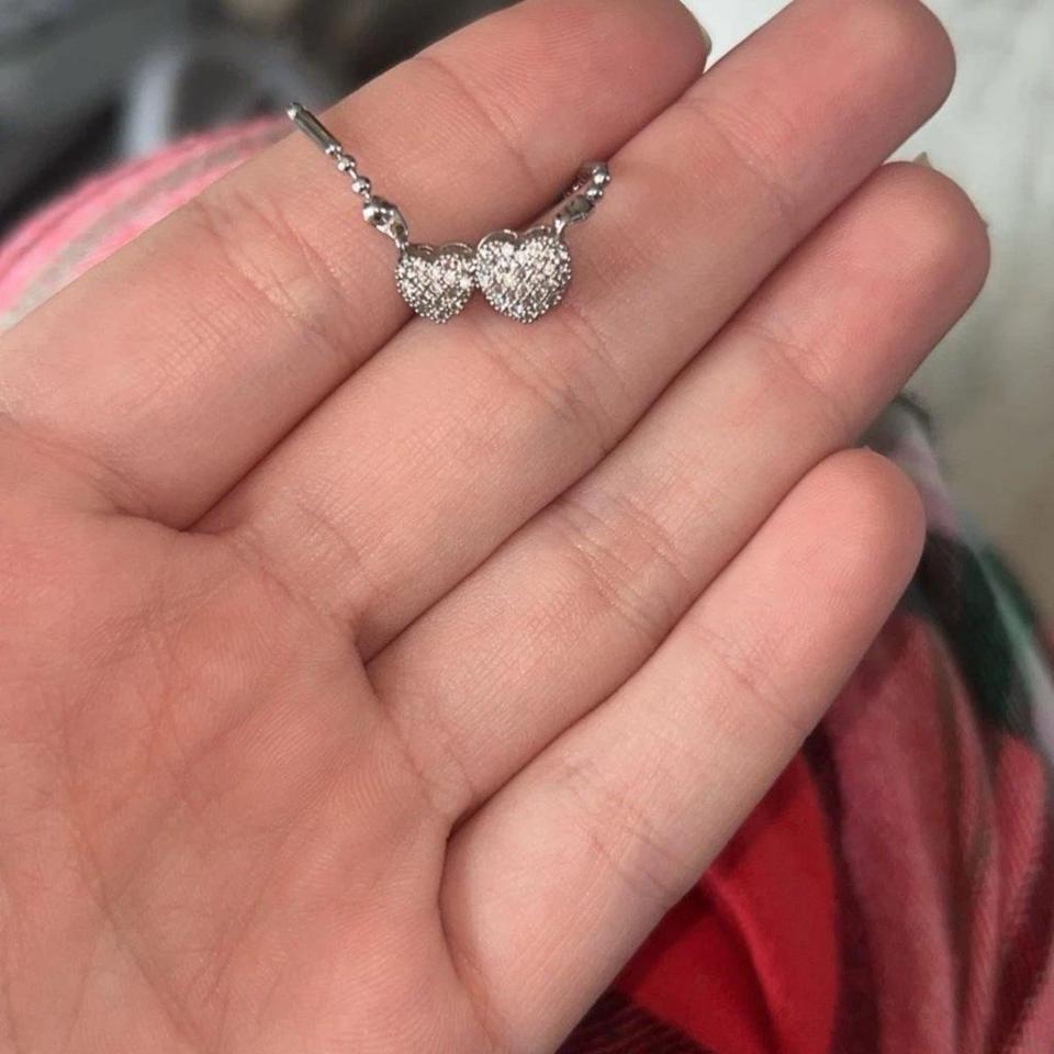 Silver Heart Charm With Diamonds B668 2