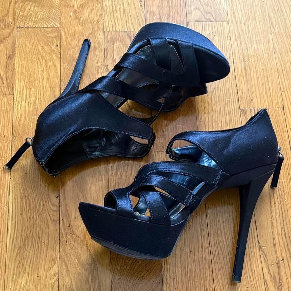 Black Bebe Satin Strappy Heels C9e5 3