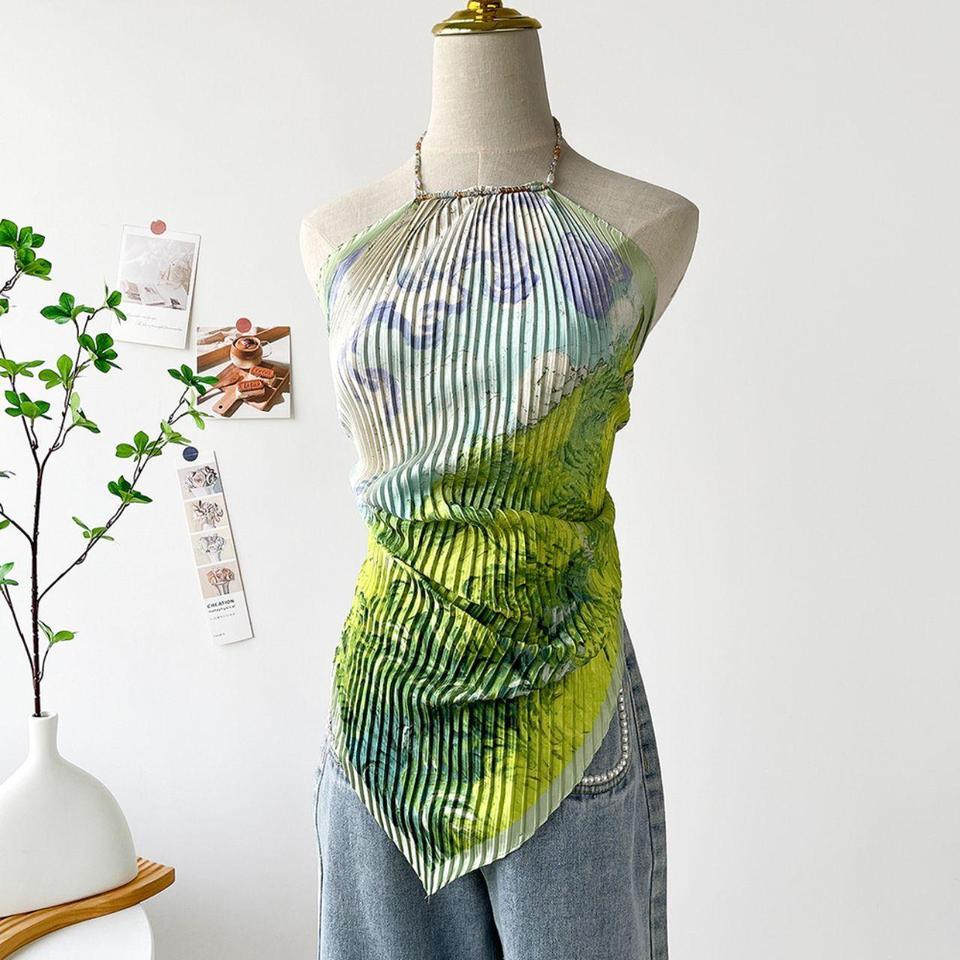 Womens Oil Painting Style Halter 55ce