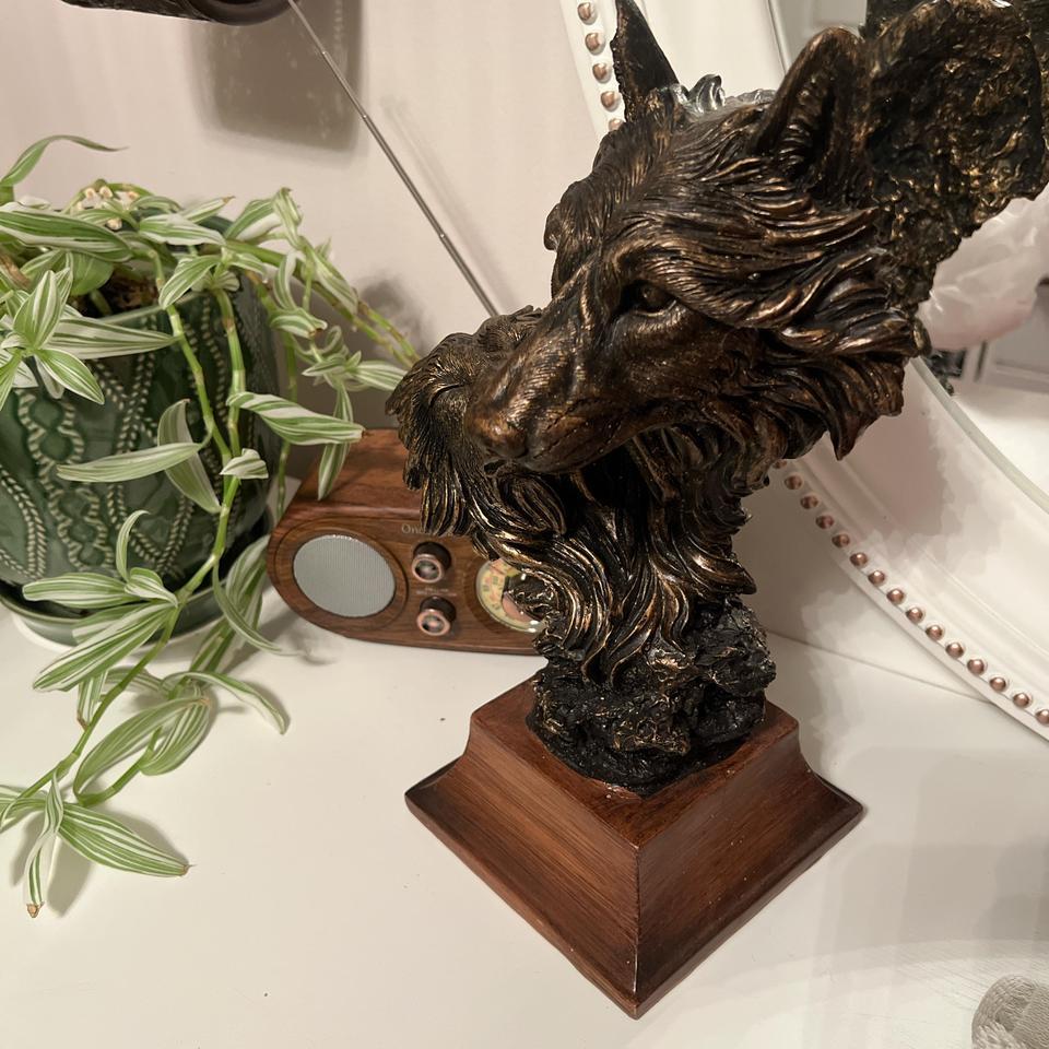 Bronze Duo Wolf Head Sculpture 816c